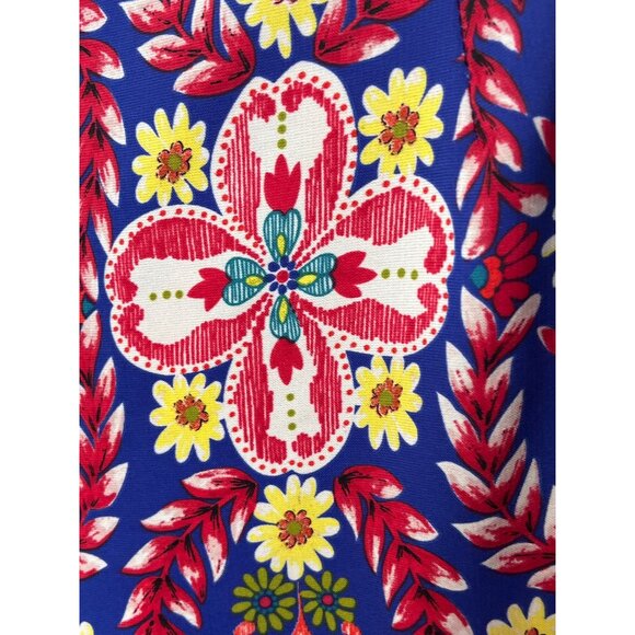 Ark & Co Floral Wide Leg Pants M Red Blue Festival Boho Flowy Palazzo Trousers - Picture 8 of 12